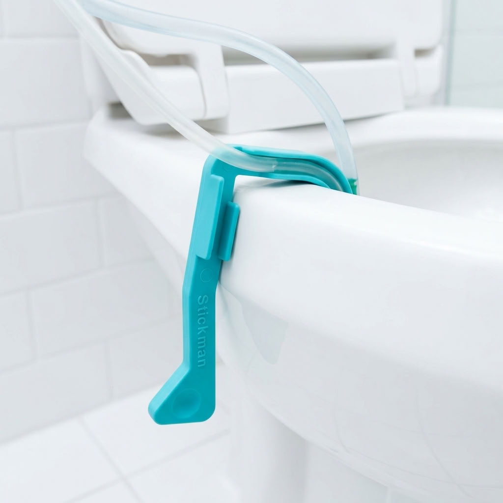 Drain-Away Toilet Clip for Peritoneal Dialysis